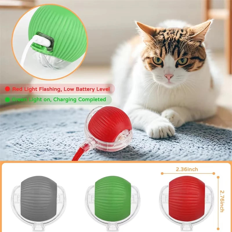 **Nueva Pelota Interactiva para Gatos – Pelota de Movimiento Automático con Cola de Felpa, Recargable, Juguete Eléctrico Inteligente para Entrenamiento de Perros y Gatos que Imita un Ratón**