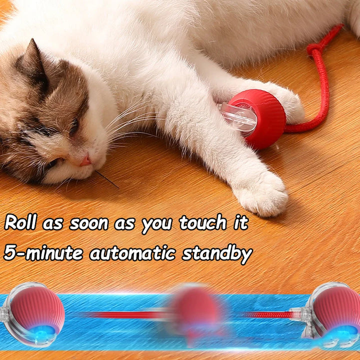 **Nueva Pelota Interactiva para Gatos – Pelota de Movimiento Automático con Cola de Felpa, Recargable, Juguete Eléctrico Inteligente para Entrenamiento de Perros y Gatos que Imita un Ratón**