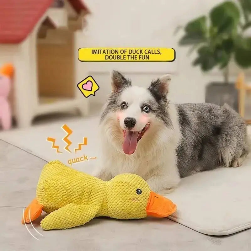 Juguete de Peluche para Perros con Forma de Pato – Juguete Calmante con Sonido, Resistente y Mordedor para Cachorros, Limpieza Dental
