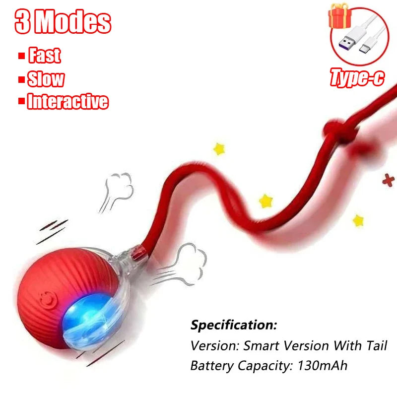 **Nueva Pelota Interactiva para Gatos – Pelota de Movimiento Automático con Cola de Felpa, Recargable, Juguete Eléctrico Inteligente para Entrenamiento de Perros y Gatos que Imita un Ratón**