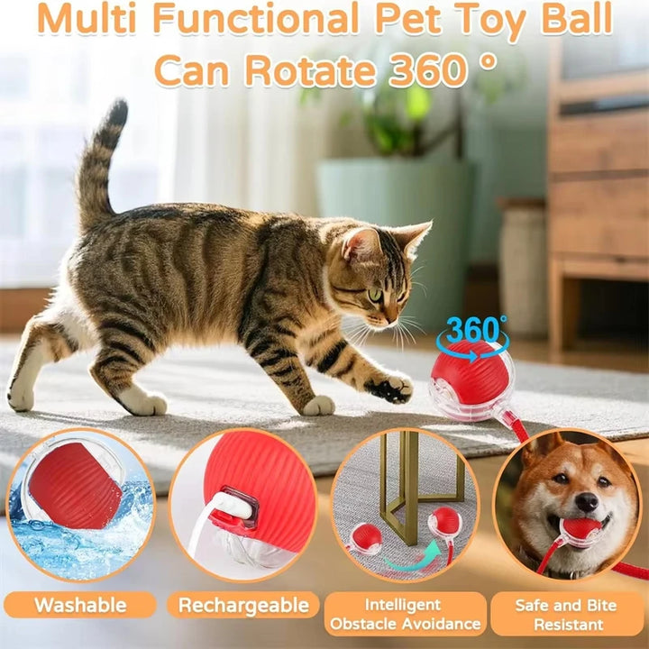 **Nueva Pelota Interactiva para Gatos – Pelota de Movimiento Automático con Cola de Felpa, Recargable, Juguete Eléctrico Inteligente para Entrenamiento de Perros y Gatos que Imita un Ratón**