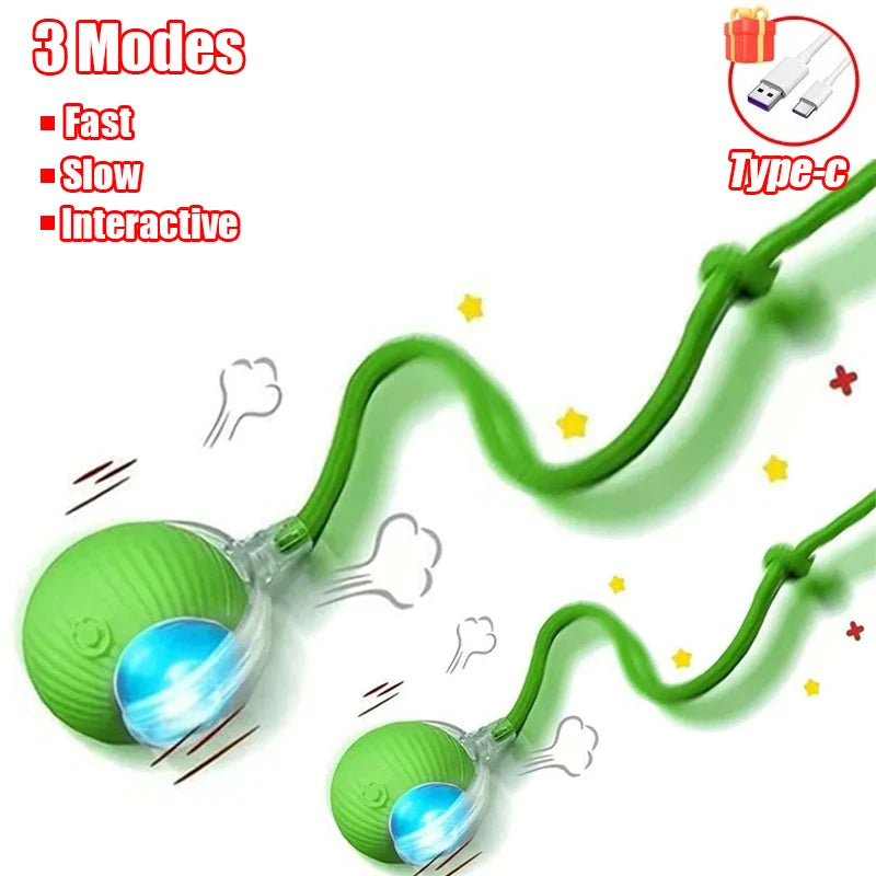 **Nueva Pelota Interactiva para Gatos – Pelota de Movimiento Automático con Cola de Felpa, Recargable, Juguete Eléctrico Inteligente para Entrenamiento de Perros y Gatos que Imita un Ratón**