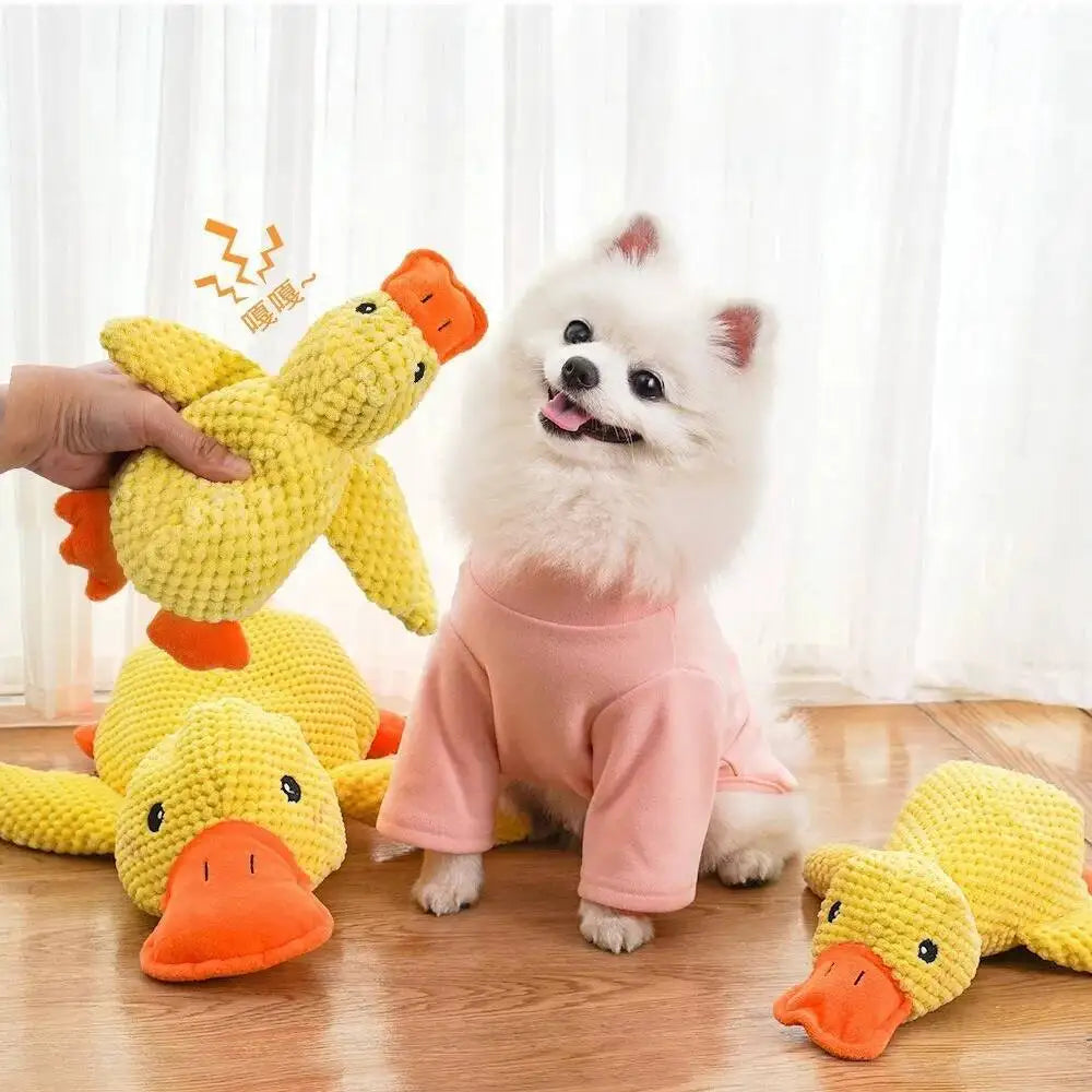 Juguete de Peluche para Perros con Forma de Pato – Juguete Calmante con Sonido, Resistente y Mordedor para Cachorros, Limpieza Dental