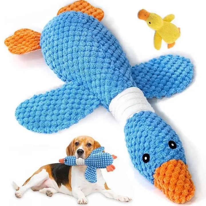 Juguete de Peluche para Perros con Forma de Pato – Juguete Calmante con Sonido, Resistente y Mordedor para Cachorros, Limpieza Dental