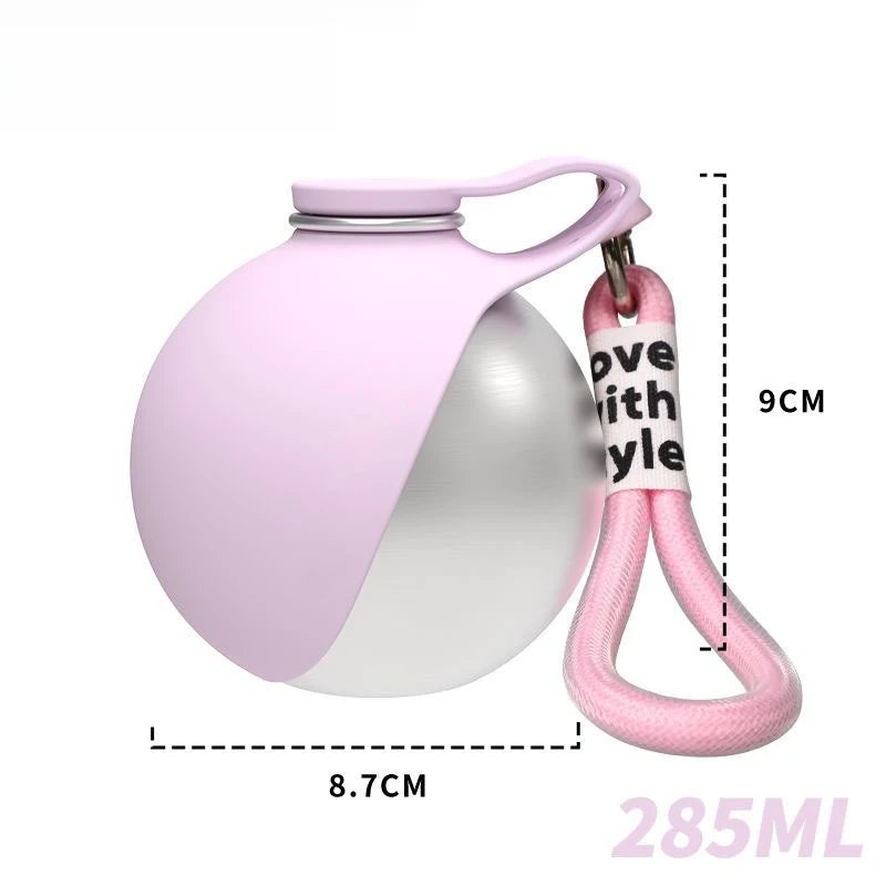 **Botella Portátil Antifugas de 285 ml para Perros y Gatos – Bebedero 2 en 1 de Acero Inoxidable con Cuenco de Silicona para Viajes y Paseos**