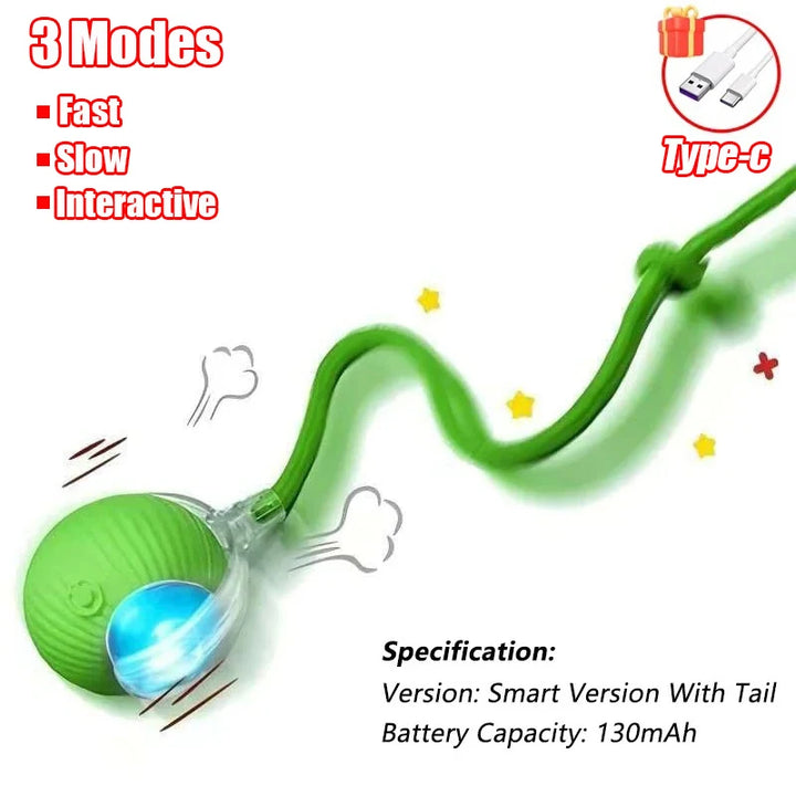 **Nueva Pelota Interactiva para Gatos – Pelota de Movimiento Automático con Cola de Felpa, Recargable, Juguete Eléctrico Inteligente para Entrenamiento de Perros y Gatos que Imita un Ratón**