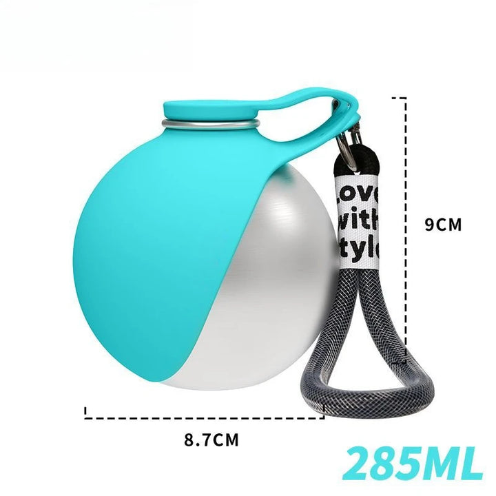 **Botella Portátil Antifugas de 285 ml para Perros y Gatos – Bebedero 2 en 1 de Acero Inoxidable con Cuenco de Silicona para Viajes y Paseos**