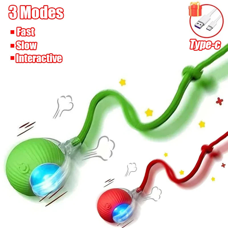 **Nueva Pelota Interactiva para Gatos – Pelota de Movimiento Automático con Cola de Felpa, Recargable, Juguete Eléctrico Inteligente para Entrenamiento de Perros y Gatos que Imita un Ratón**