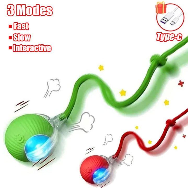 **Nueva Pelota Interactiva para Gatos – Pelota de Movimiento Automático con Cola de Felpa, Recargable, Juguete Eléctrico Inteligente para Entrenamiento de Perros y Gatos que Imita un Ratón**