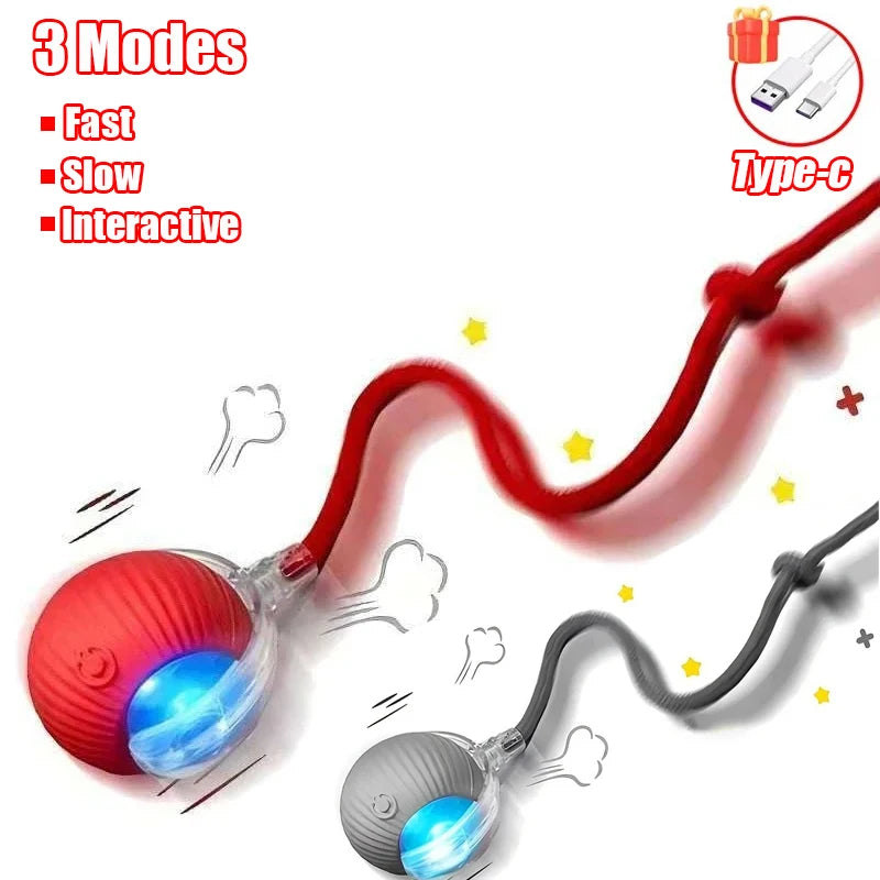 **Nueva Pelota Interactiva para Gatos – Pelota de Movimiento Automático con Cola de Felpa, Recargable, Juguete Eléctrico Inteligente para Entrenamiento de Perros y Gatos que Imita un Ratón**