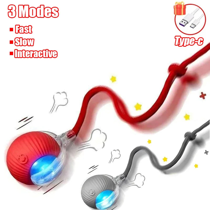 **Nueva Pelota Interactiva para Gatos – Pelota de Movimiento Automático con Cola de Felpa, Recargable, Juguete Eléctrico Inteligente para Entrenamiento de Perros y Gatos que Imita un Ratón**