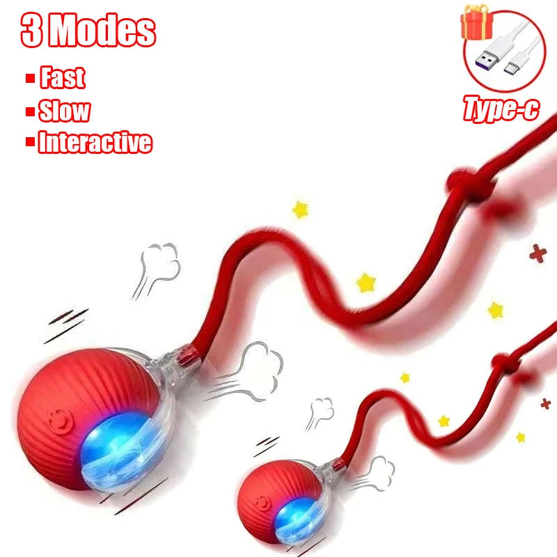 **Nueva Pelota Interactiva para Gatos – Pelota de Movimiento Automático con Cola de Felpa, Recargable, Juguete Eléctrico Inteligente para Entrenamiento de Perros y Gatos que Imita un Ratón**